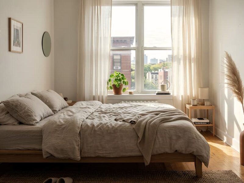 renter friendly japandi bedroom
