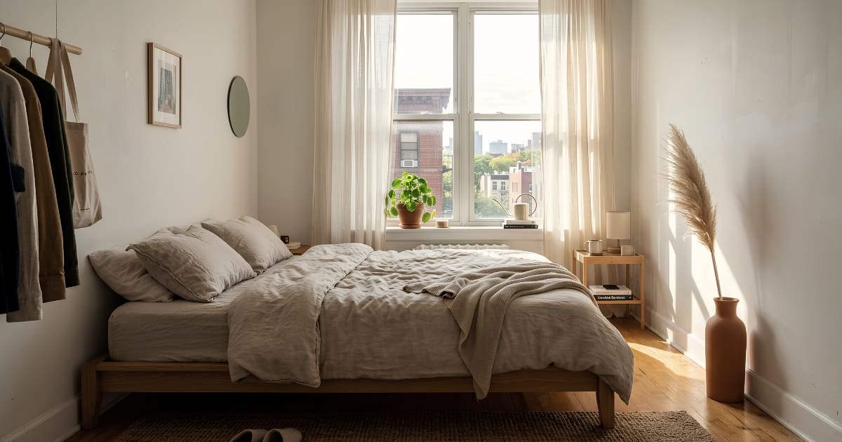 renter friendly japandi bedroom